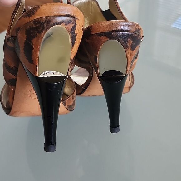 Georgina Goodman Leather Animal Print Heels - Picture 4 of 13
